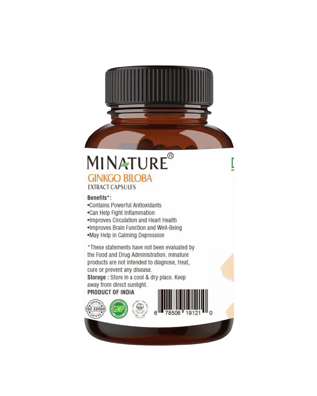 Ginkgo Biloba Extract Capsules, Minature, Ayurveda Store NZ