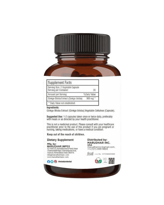 Ginkgo Biloba Extract Capsules, Minature, Ayurveda Store NZ