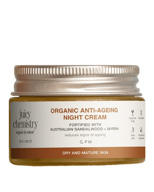 night cream, sandalwood, myrrh, juicy chemistry, ayurveda Store
