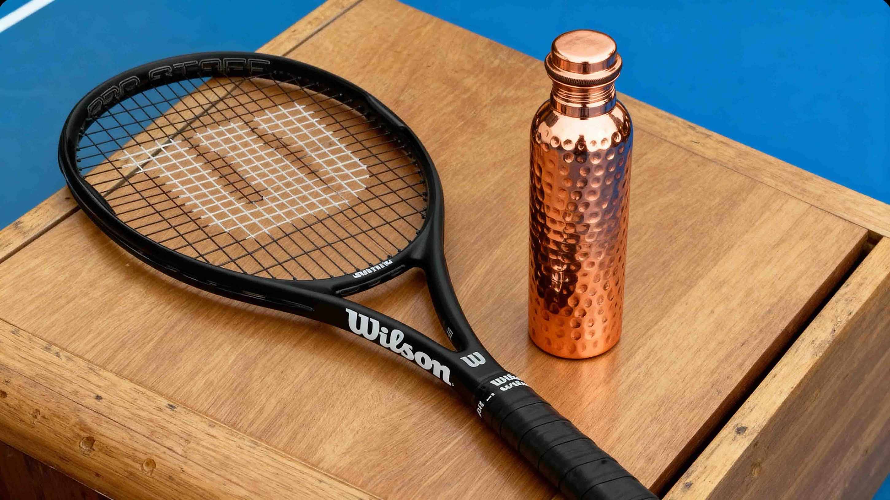 copper bottle with tennis racket