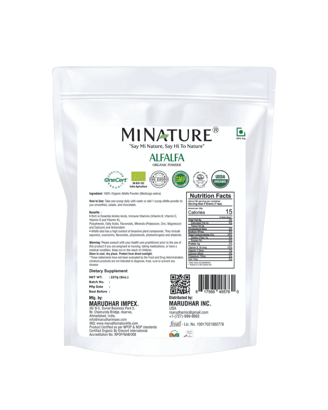 Organic Alfalfa Powder 227g
