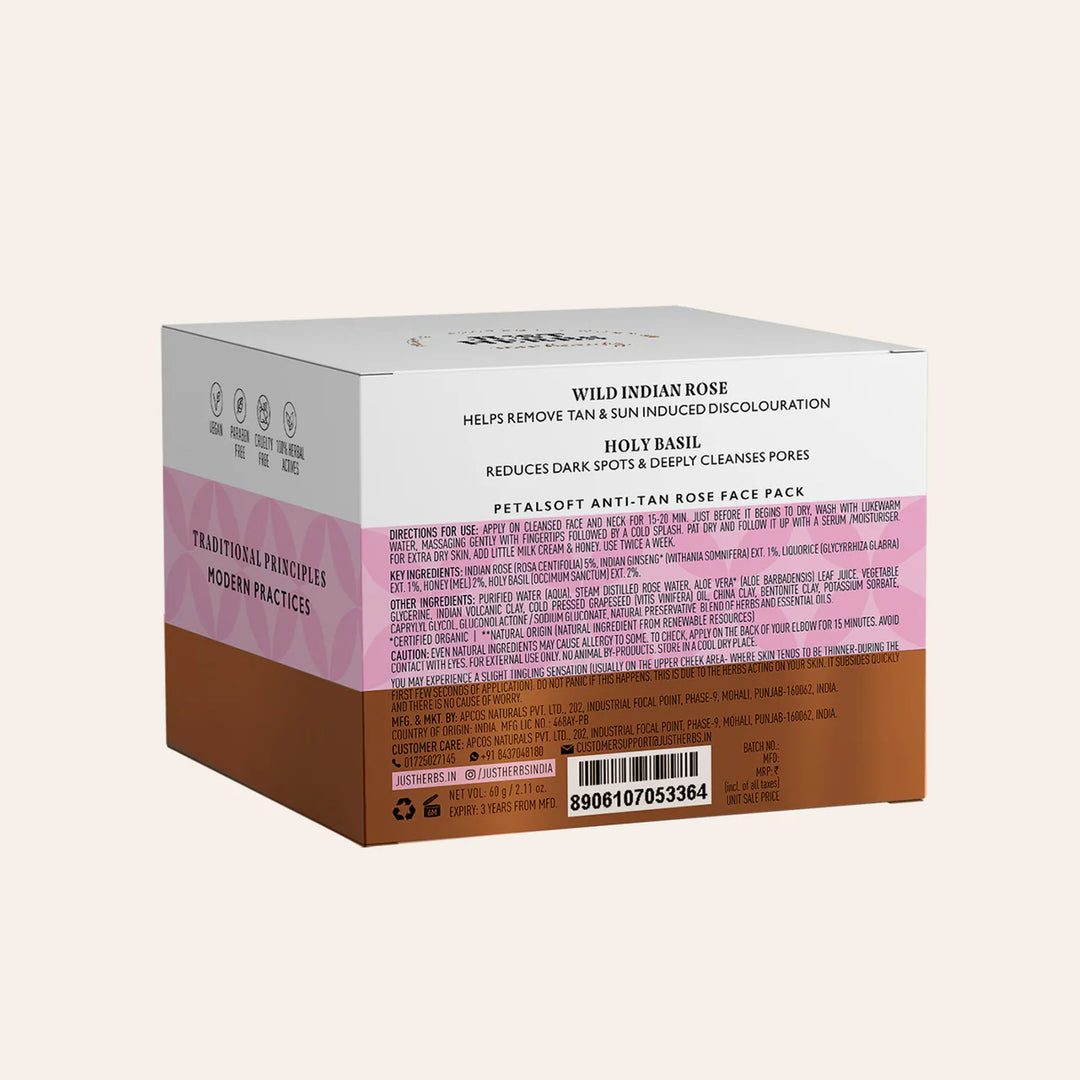 Anti-Tan Face Pack, Wild Indian Rose, Just Herbs, Ayurveda Store NZ