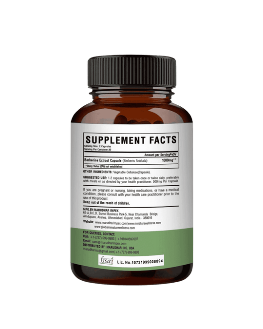 High Potency Berberine Extract Capsules 60 Veg Caps | 500mg