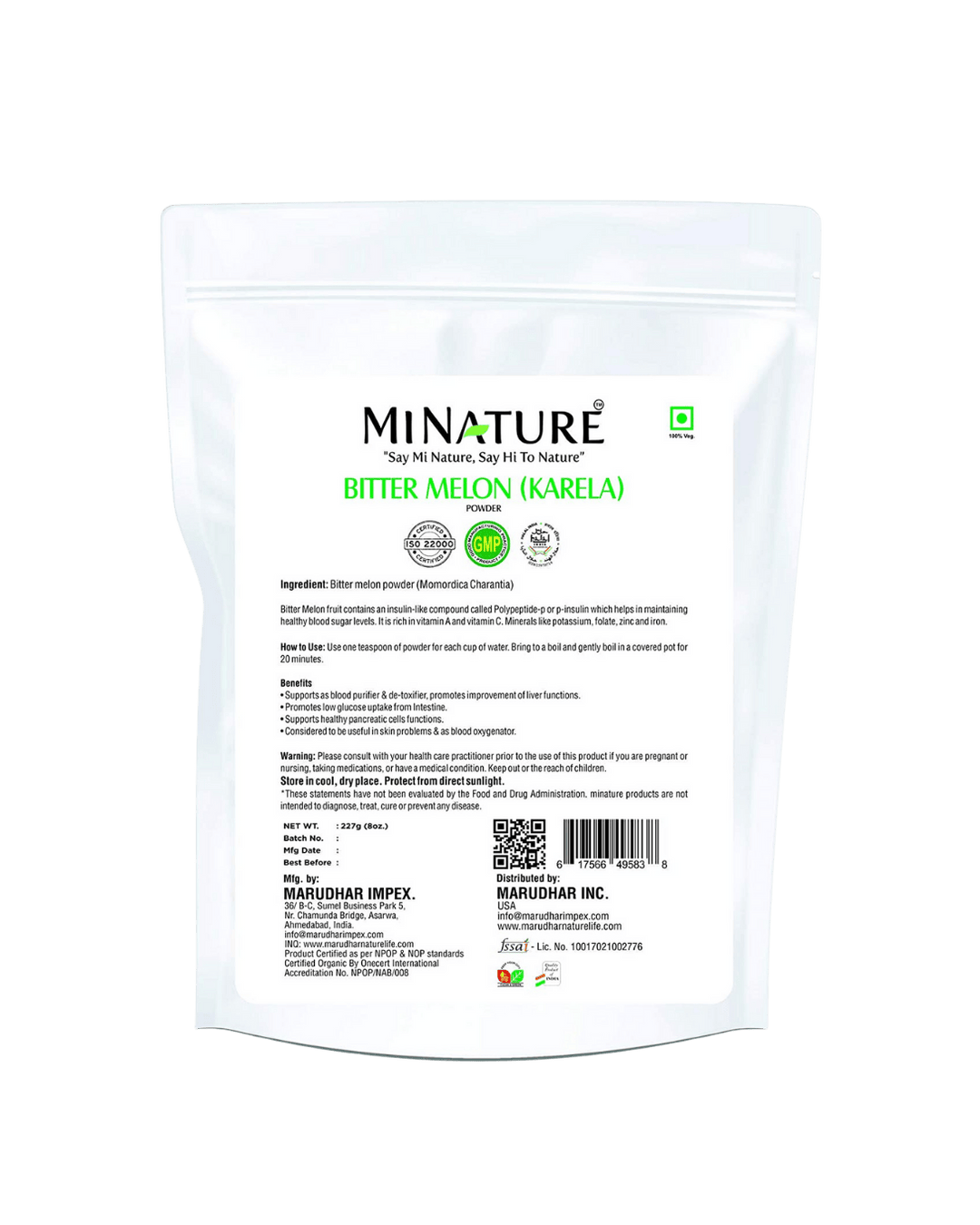 100% Natural Bitter Melon Powder (Karela)