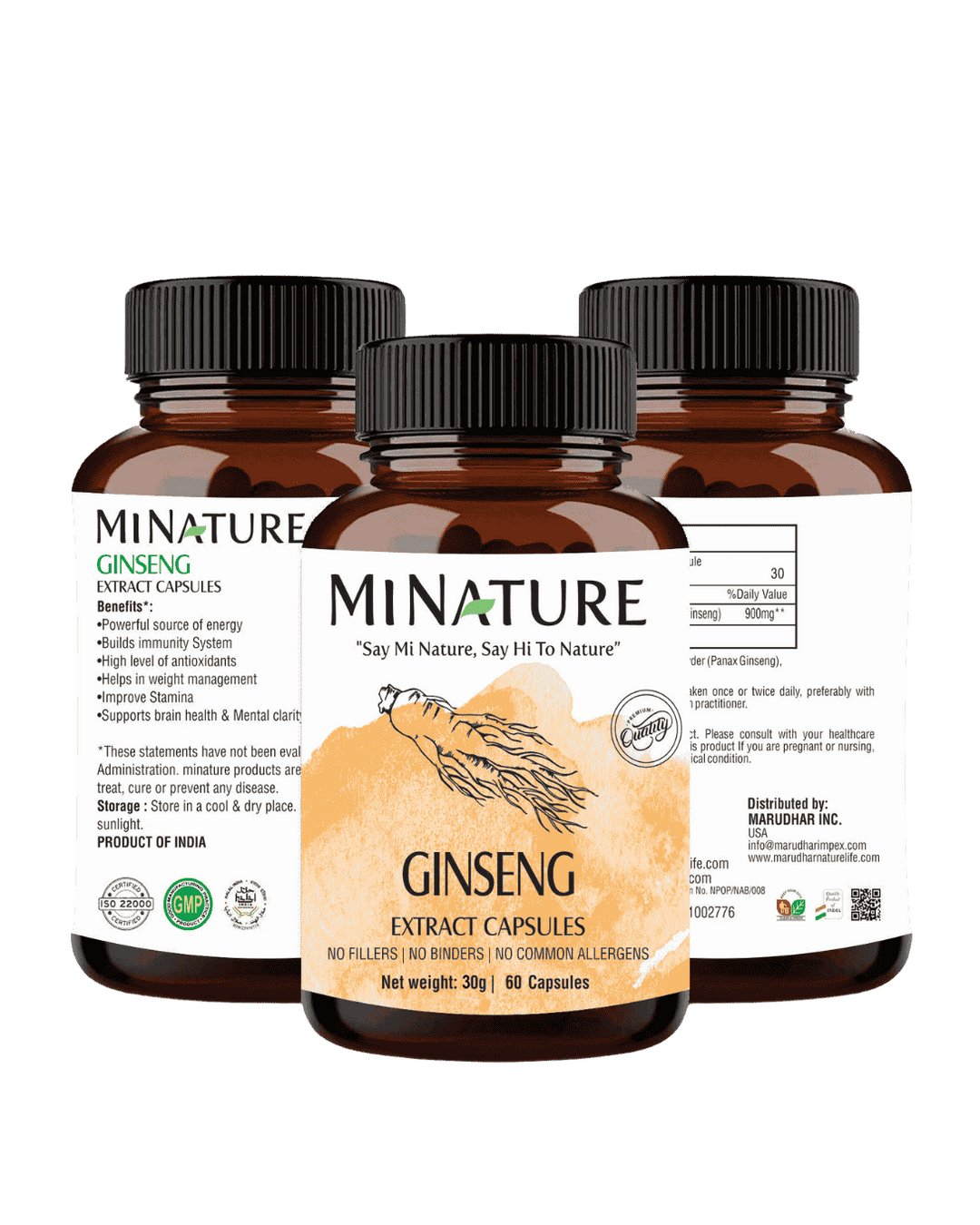 Ginseng Extract Capsules 60 Veg Capsules | 450mg - Panax Ginseng