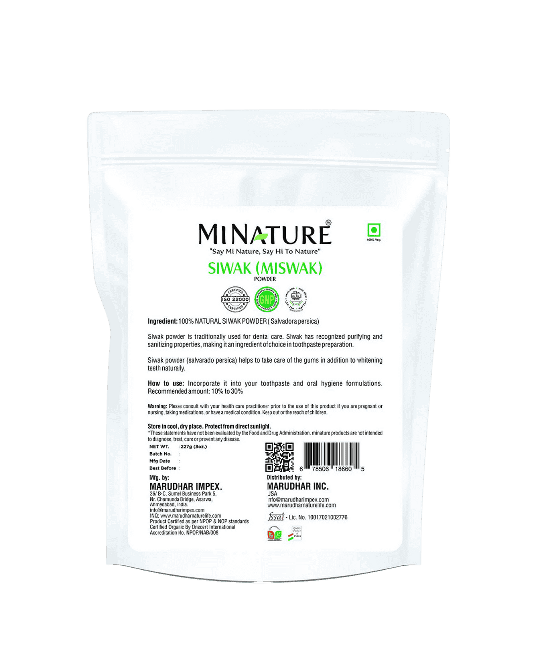 100% Natural Siwak Powder 227g (Miswak) - Tooth Powder
