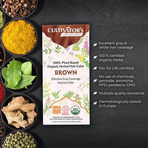 Cultivator's, Organic Herbal Hair Color, Brown, Ayurveda Store NZ