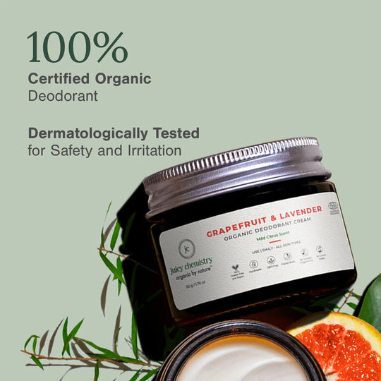 Organic Deodorant Cream, Grapefruit, Lavender, Juicy Chemistry, Ayurveda Store NZ