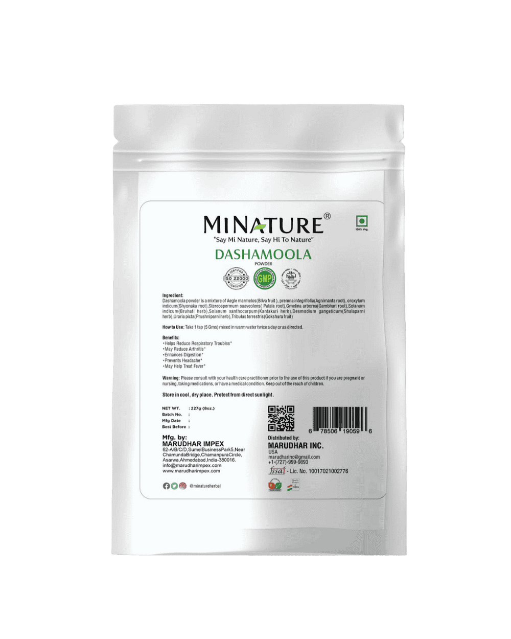 100% Natural Dashamoola Powder 227g