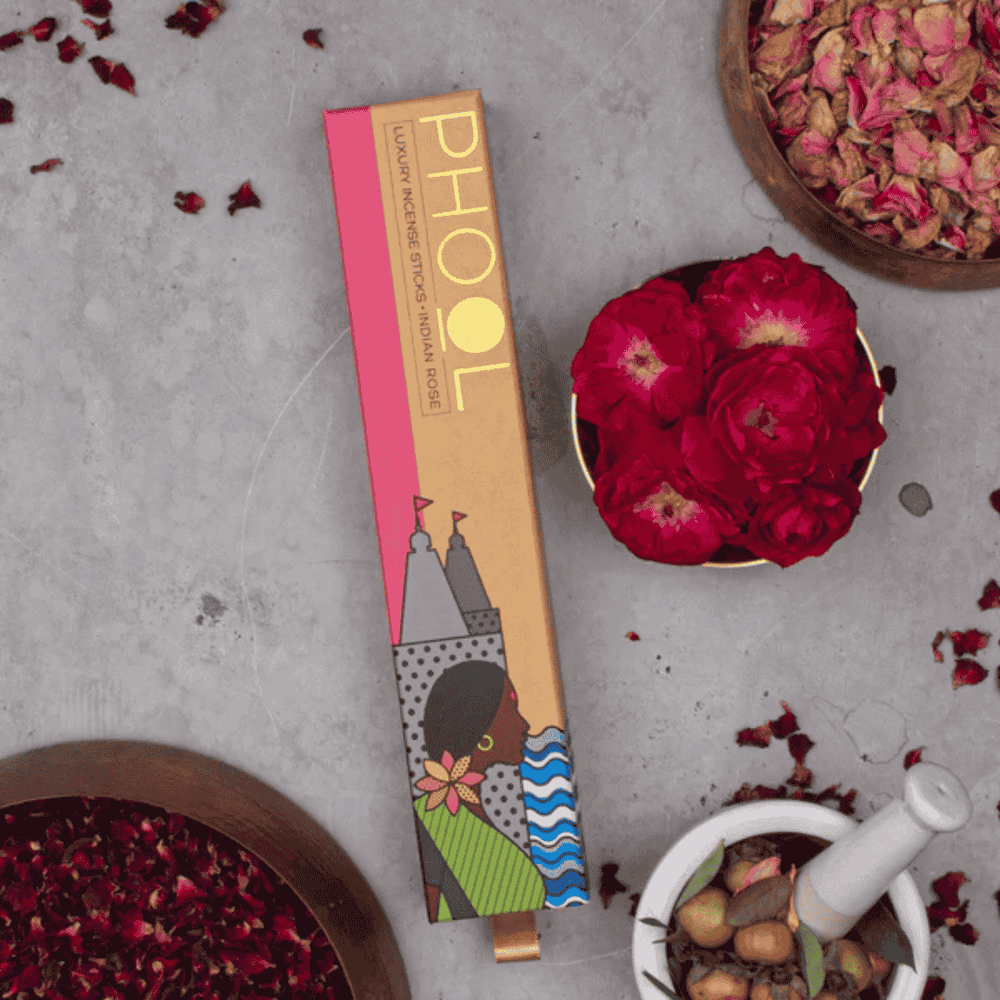 Indian Rose Natural Incense Sticks by Phool