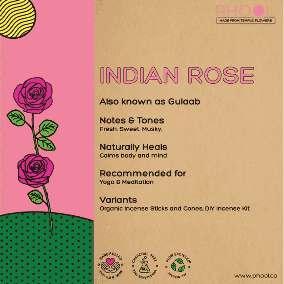 Indian Rose Natural Incense Sticks by Phool