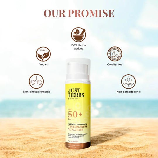 Tinted Serum Sunscreen, SPF 50+ PA+++, Just Herbs, Ayurveda Store NZ