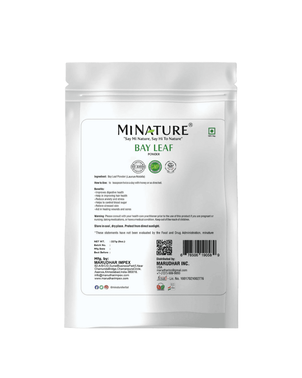 100% Natural Bay Leaf Powder 227g