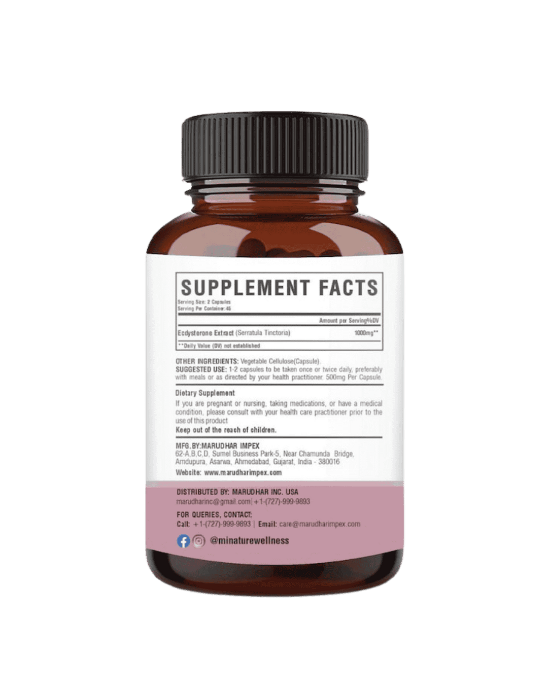 100% Natural Ecdysterone Extract Capsules 90 Veg Caps | 500mg