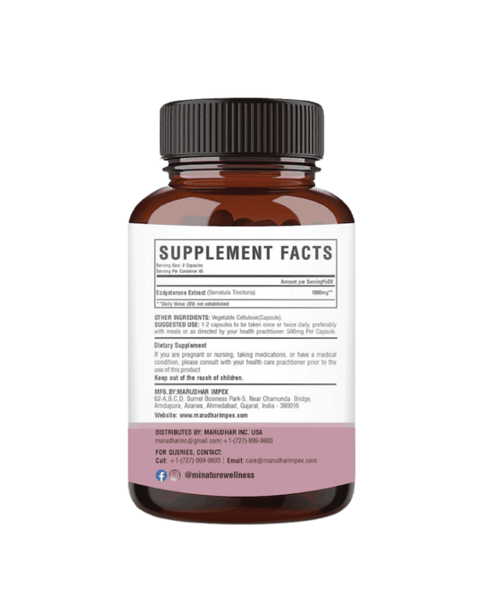 100% Natural Ecdysterone Extract Capsules 90 Veg Caps | 500mg
