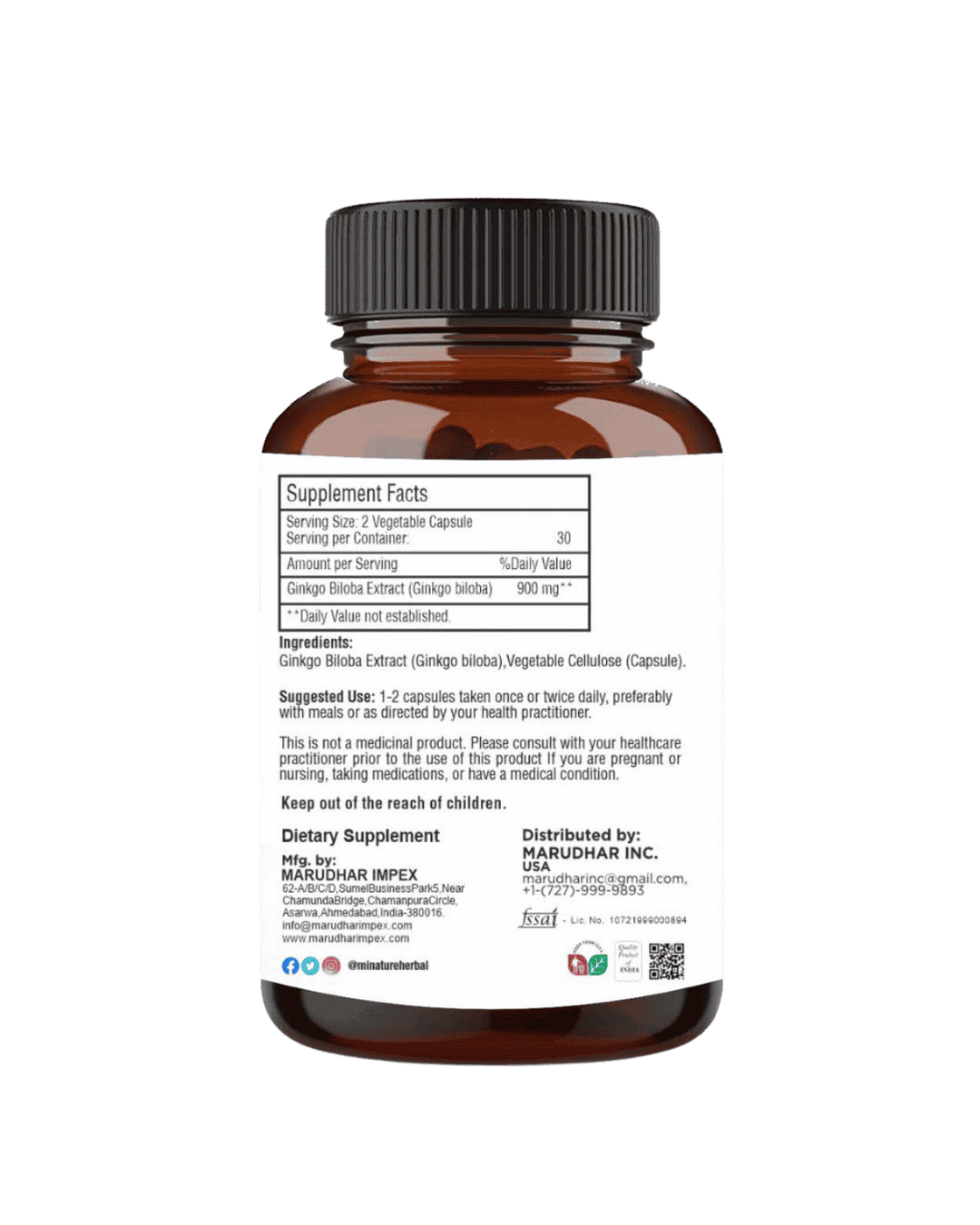 100% Natural Ginkgo Biloba Extract Capsules