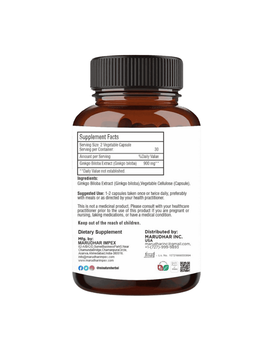 100% Natural Ginkgo Biloba Extract Capsules