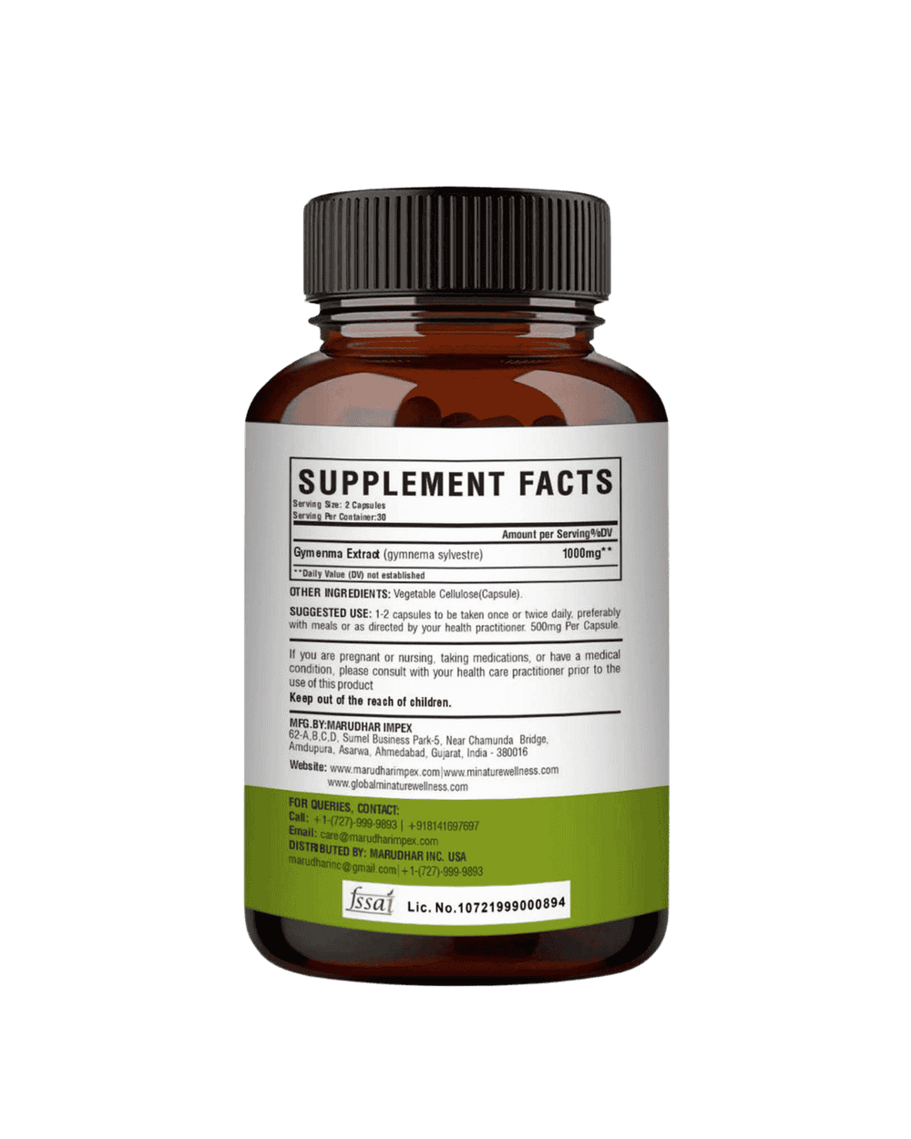 100% Natural Gymnema Capsules 500mg