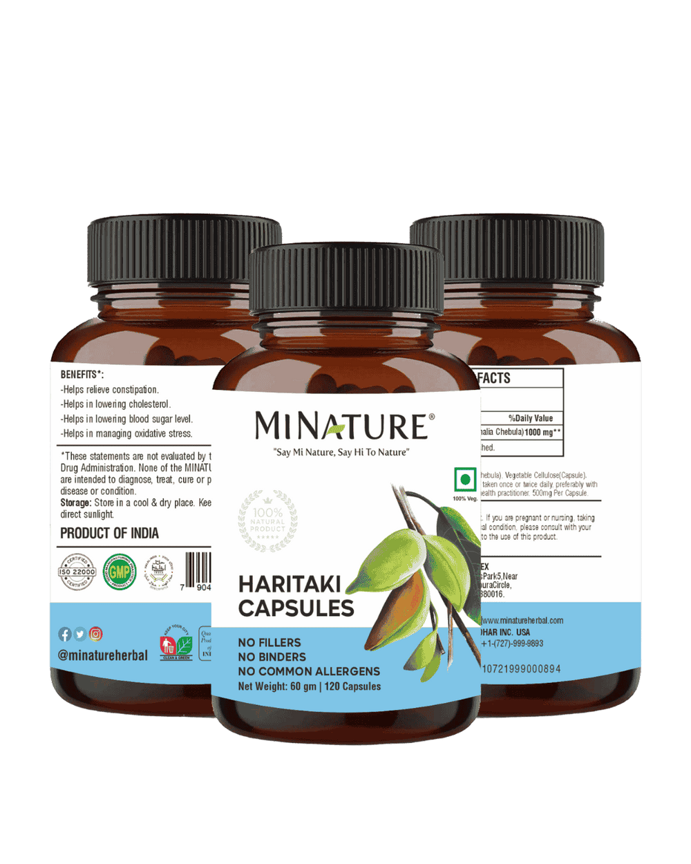 100% Natural Haritaki Capsules 60 Veg Caps | 500mg