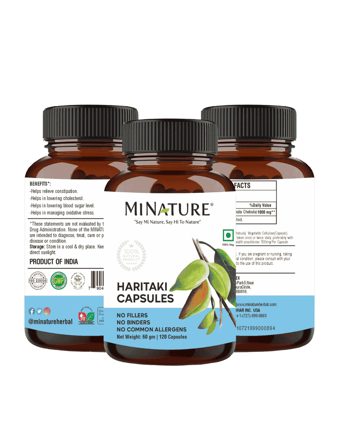 100% Natural Haritaki Capsules 60 Veg Caps | 500mg