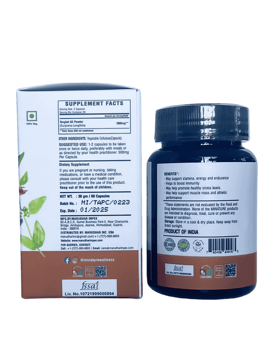 100% Natural Tongkat Ali Capsules 60 Veg Caps | 500mg