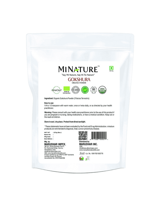 Organic Gokshura Powder 227g - USDA Certified