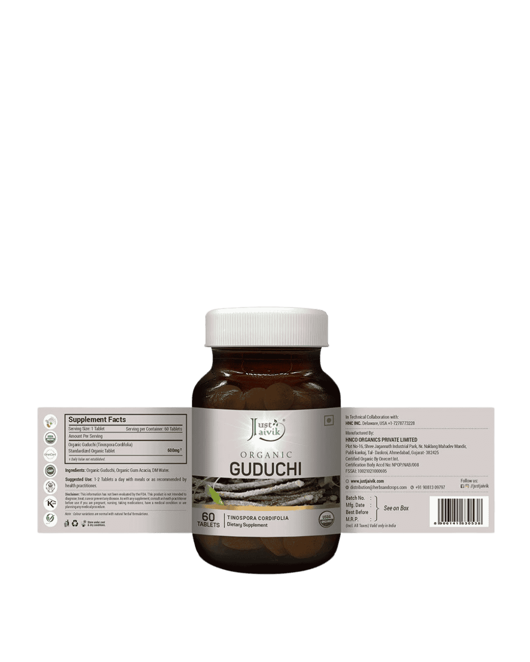 Guduchi Tablets, Just Jaivik, Ayurveda Store NZ