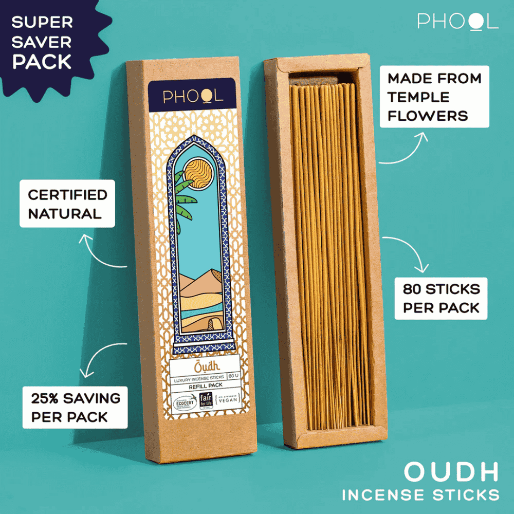 Oudh Refill Pack - Natural Incense Sticks by Phool