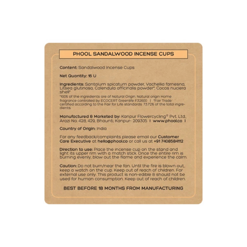 Sandalwood - Natural Havan Cups by Phool