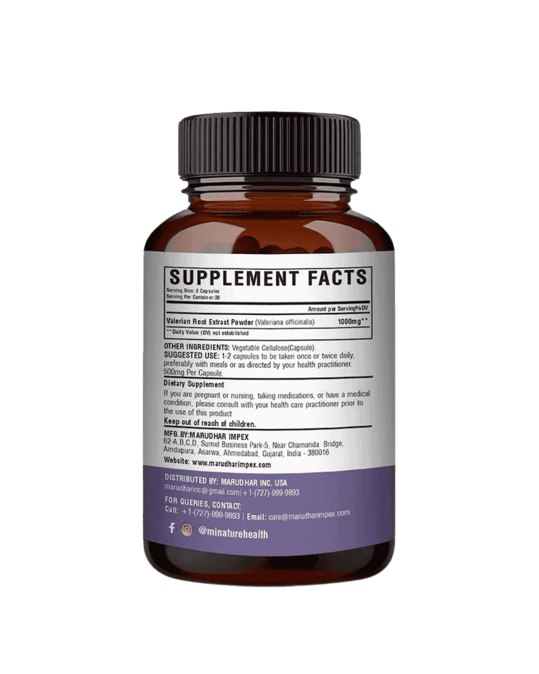 Valerian Root Capsules, Minature, Ayurveda Store NZ