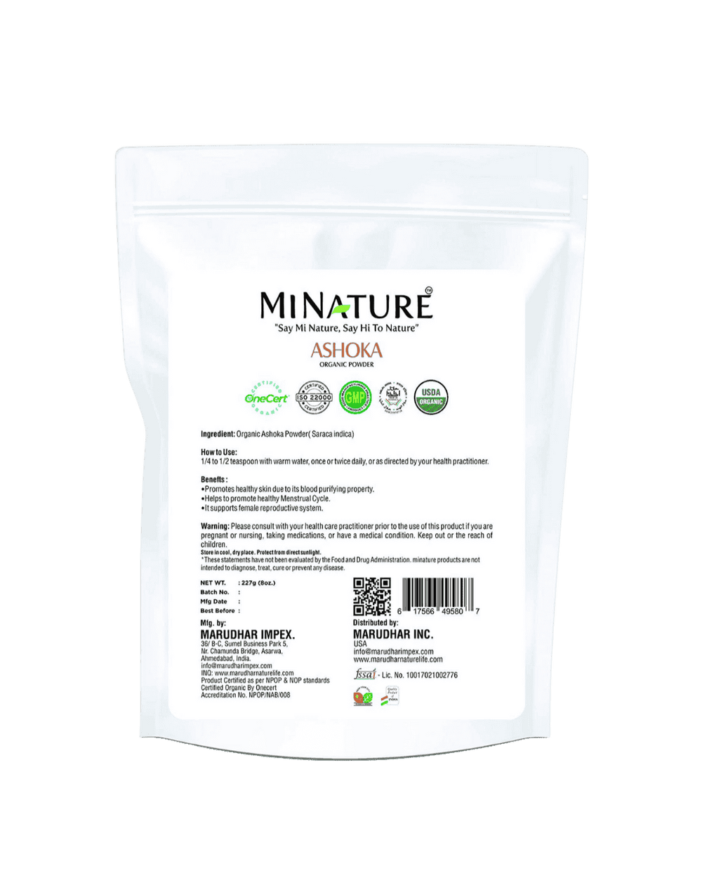 Organic Ashoka Powder 227g - USDA Certified
