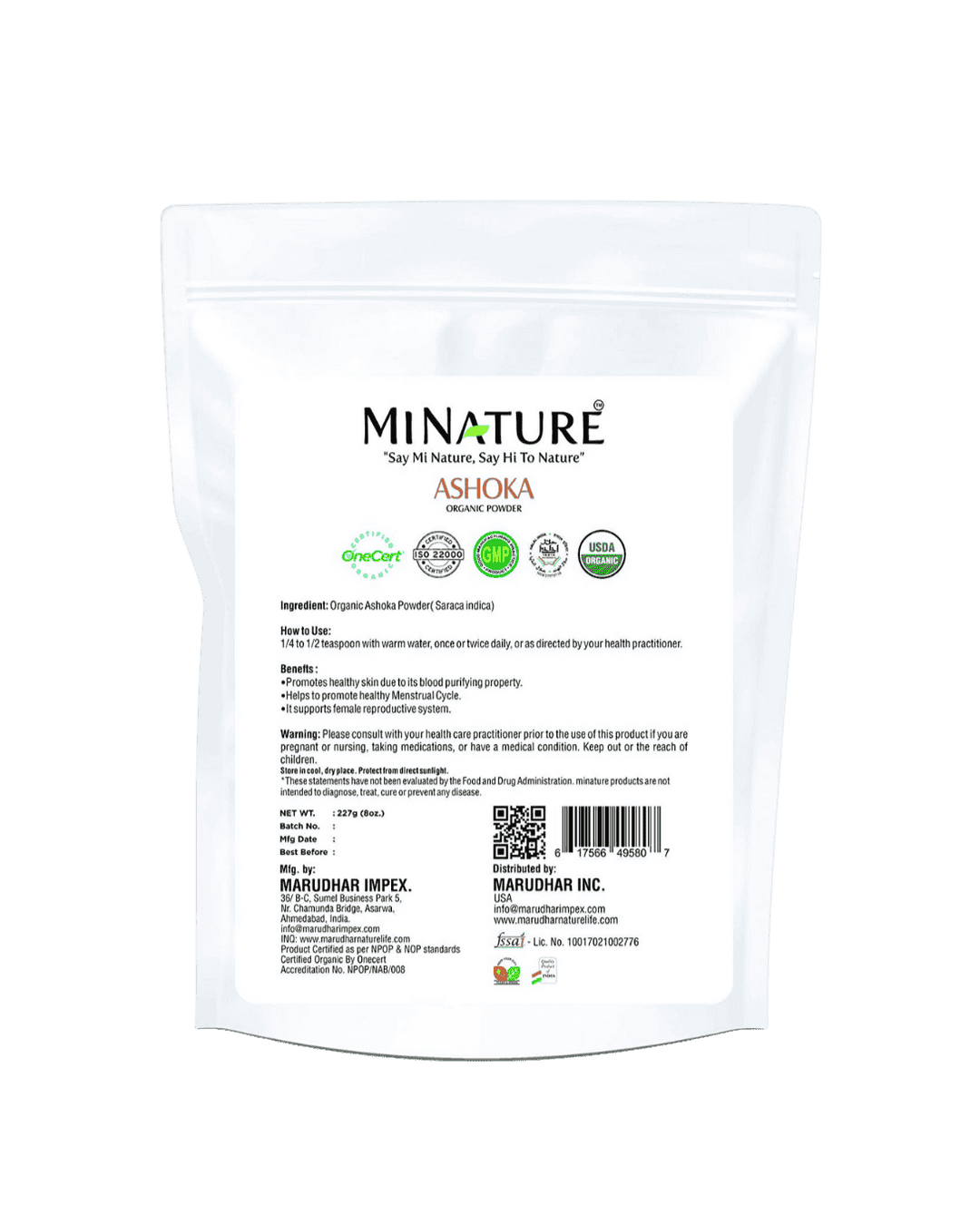 Organic Ashoka Powder 227g - USDA Certified