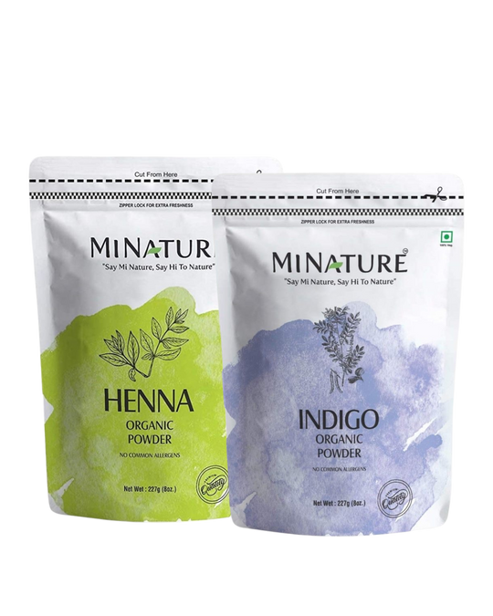 Organic Henna Powder (227g) + Organic Indigo Powder (227g) COMBO PACK