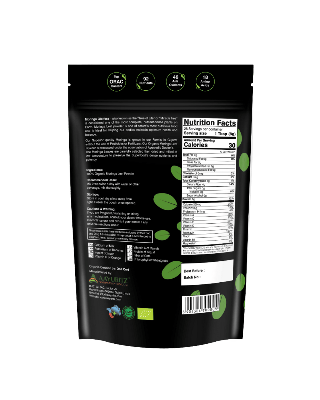 Organic Moringa Powder 226g - USDA Certified