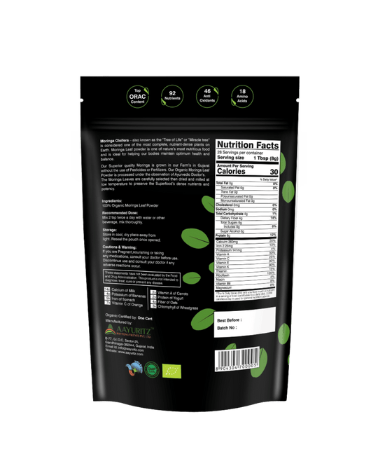 Organic Moringa Powder 226g - USDA Certified