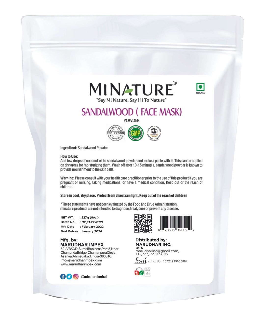 100% Natural Sandalwood Powder 227g