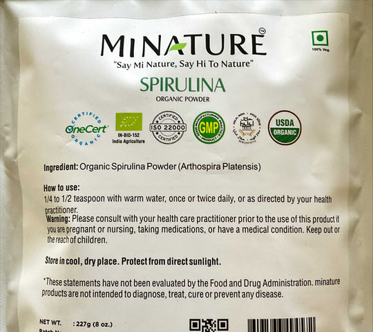 Organic Spirulina Powder 227g - USDA Certified