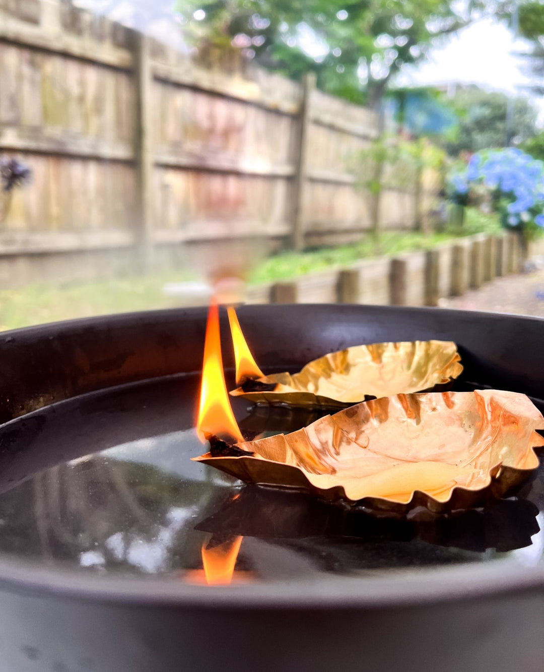 Brass Floating Leaf Shaped Lamps (Diyas) | Tea-light candle holder.