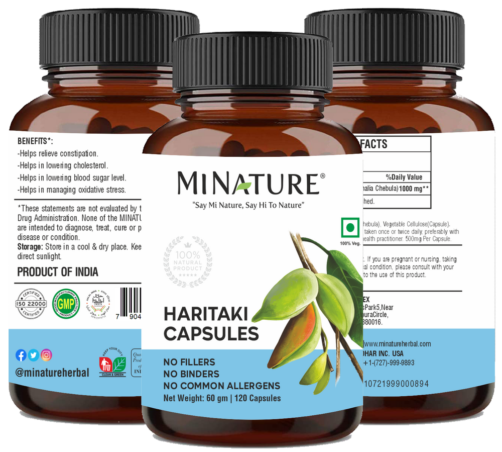 100% Natural Haritaki Capsules 60 Veg Caps | 500mg